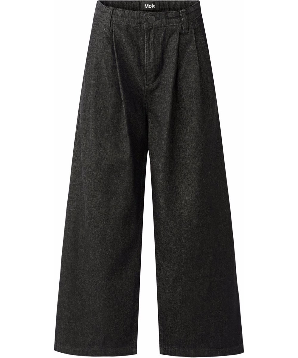 Aeisha - Washed Black - Mörkgrå jeans i denim för barn tillverkade av lätt bomull i en lös passform.