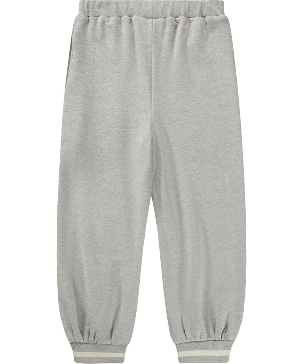Alexandria - Grey Melange - Grå mjuka sweatpants för barn i ekologisk bomull