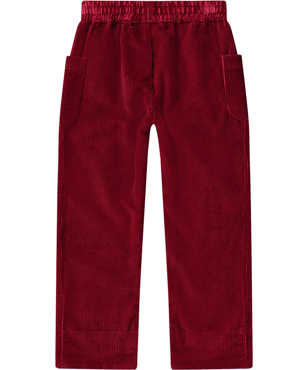 Alfia - Velvety - Bordeauxfärgade sammetsbyxor i mjuk bomull med en kantig silhuett.