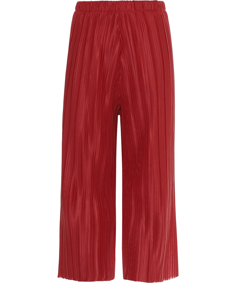 Aliecia - Carmine Red - Plisserade röda culotte byxor
