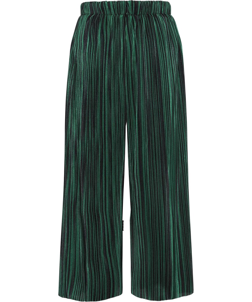 Aliecia - Green Blk Stripe - Gröna plisserade culottebyxor