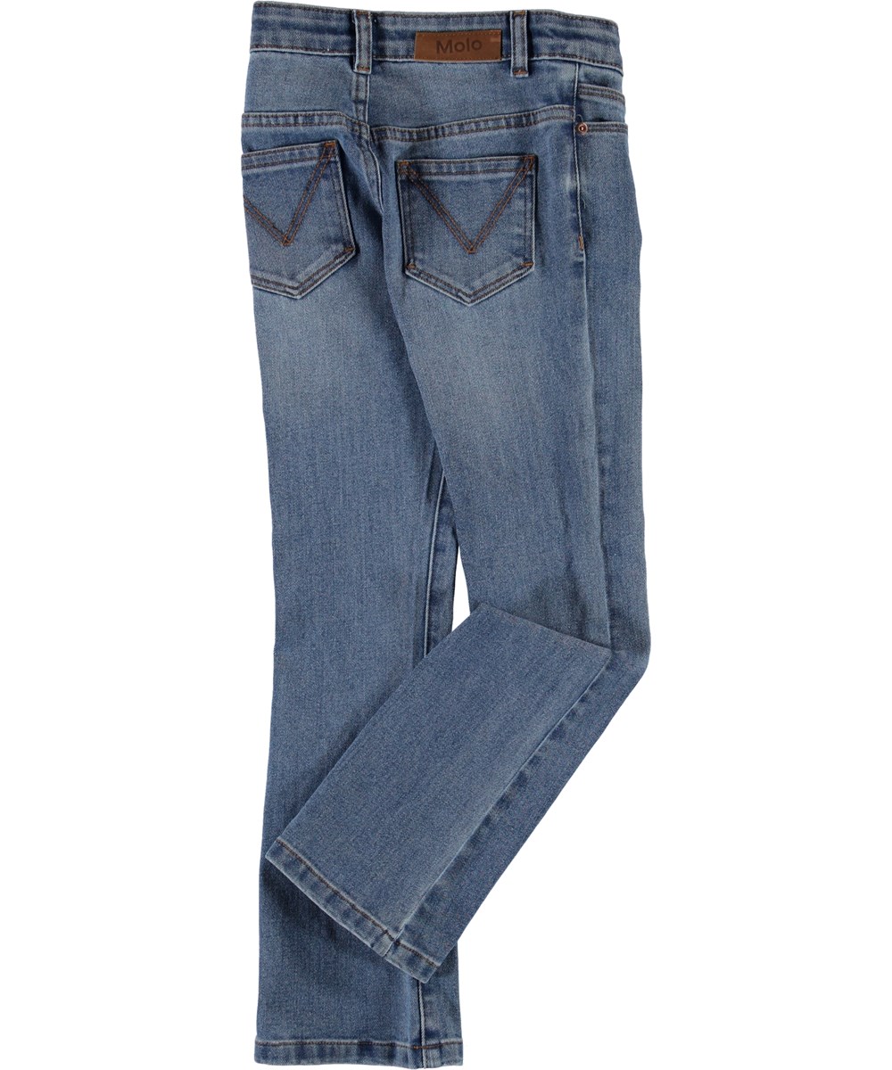 Aliza - Mid Blue Wash - Blå lätt utsvängda jeans