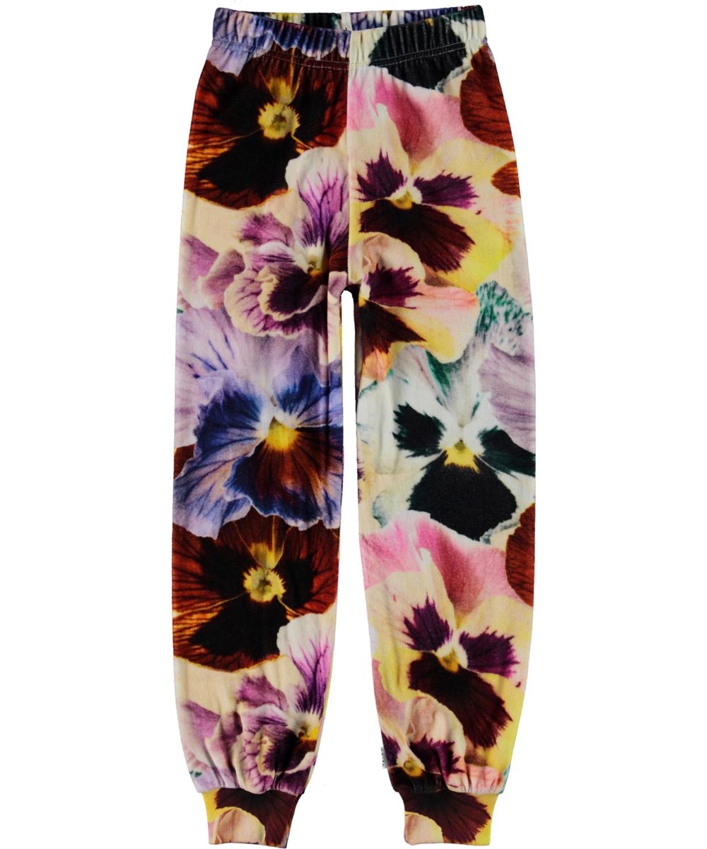 Amina - Floral Velour - Velourbyxor med blommor