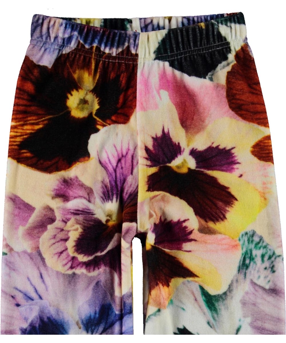 Amina - Floral Velour - Velourbyxor med blommor