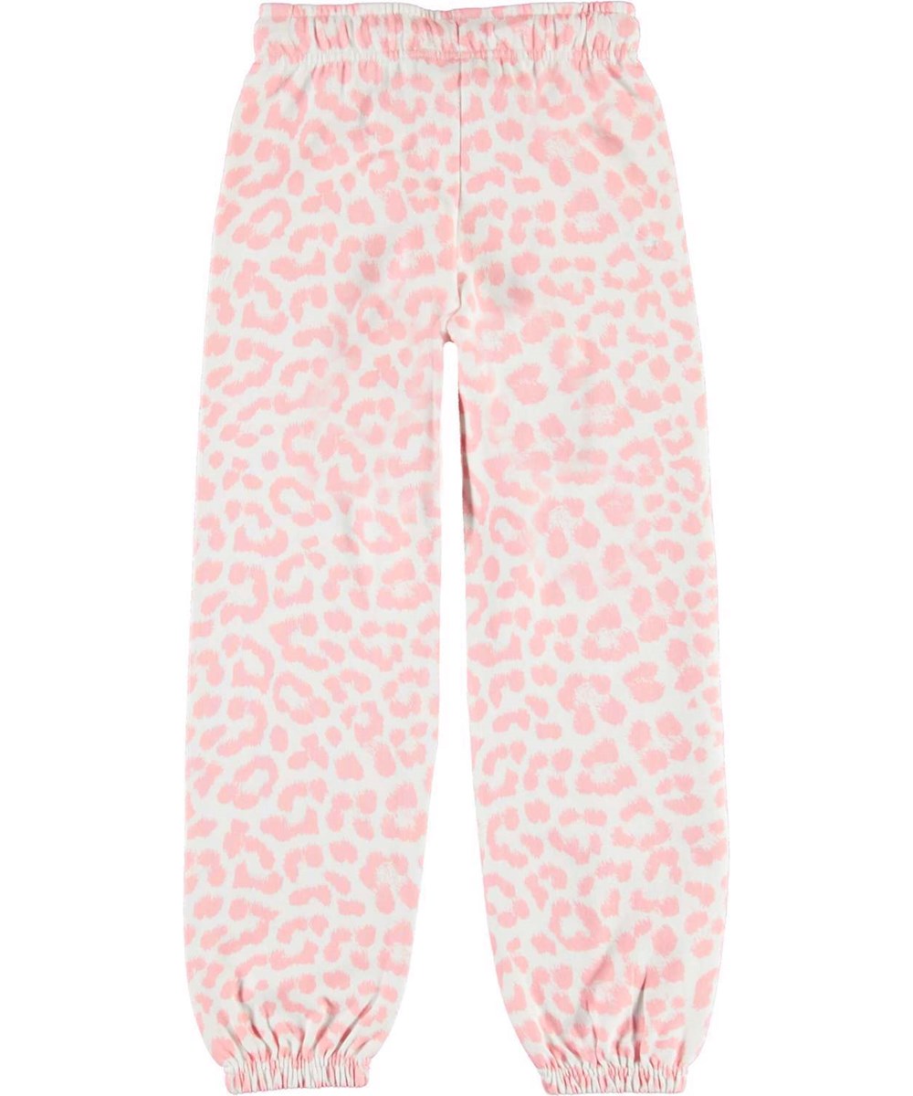 Ammosa - Faded Jaguar AOP - Ekologiska sweatpants med rosa leopardmönster.