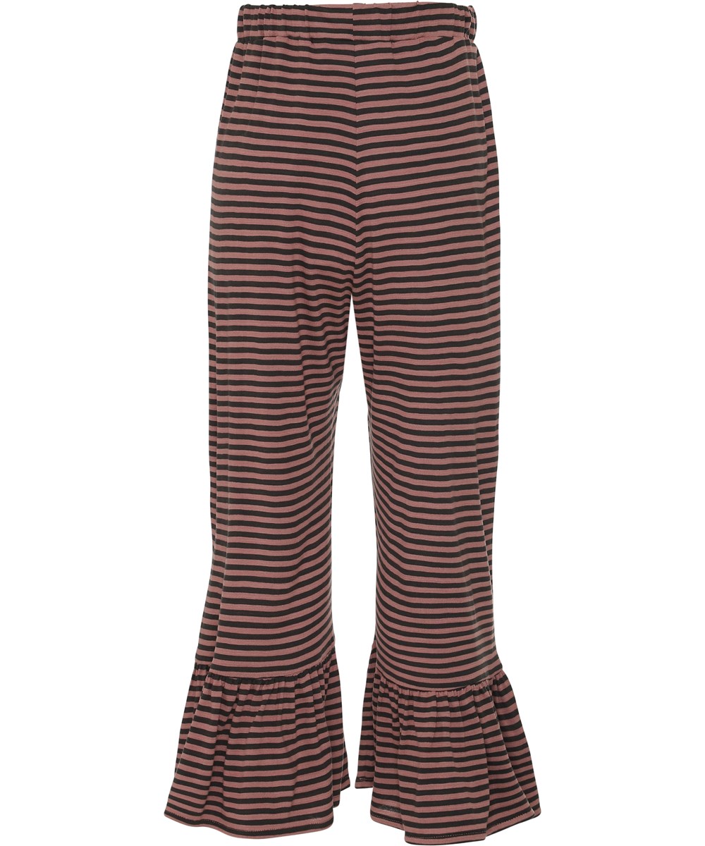 Anis - Rose Black Stribe - Randiga byxor med volang