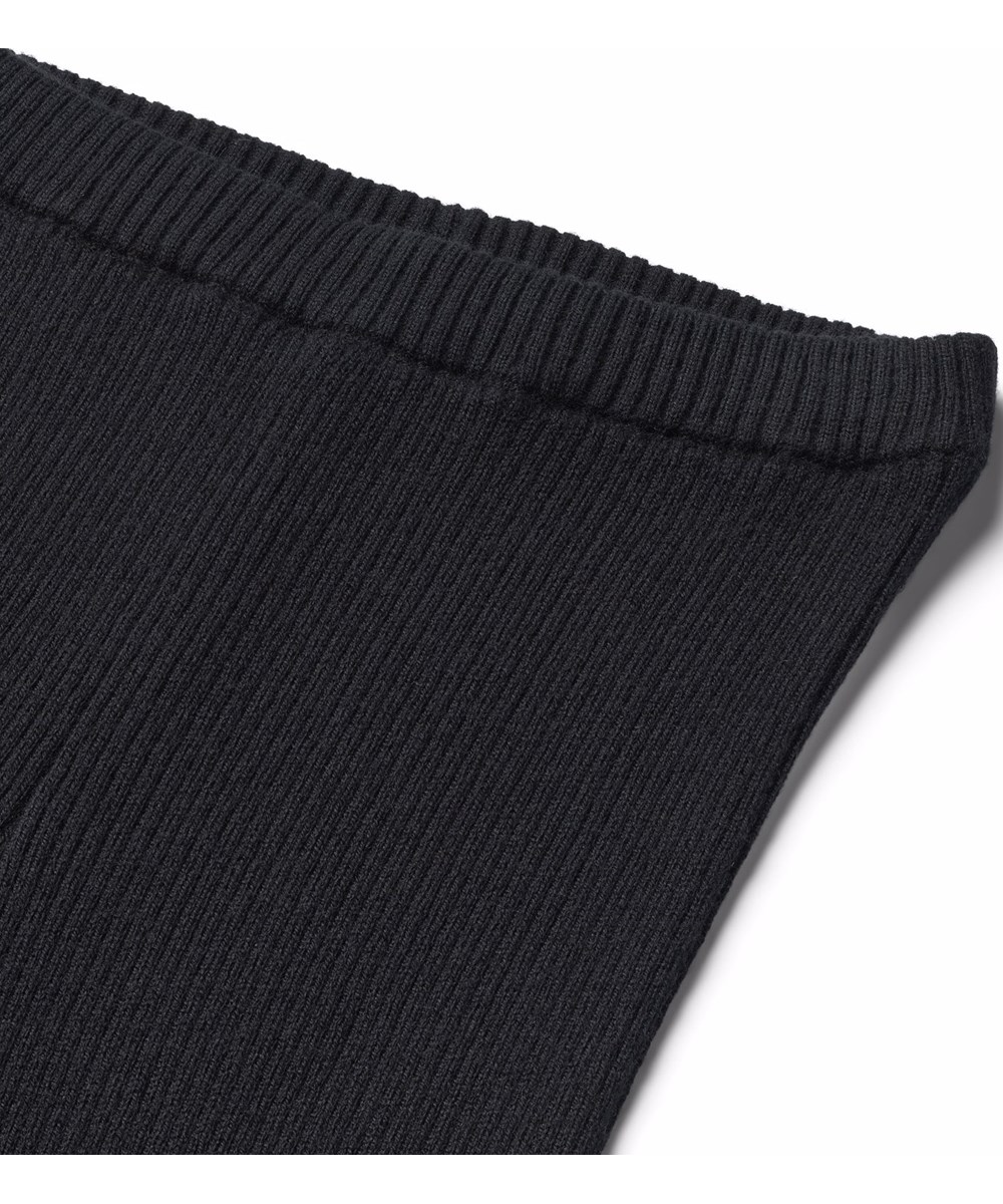 Aria - Black - Svarta långa ribbstickade leggings för barn tillverkade av en ull- och bomullsblandning.