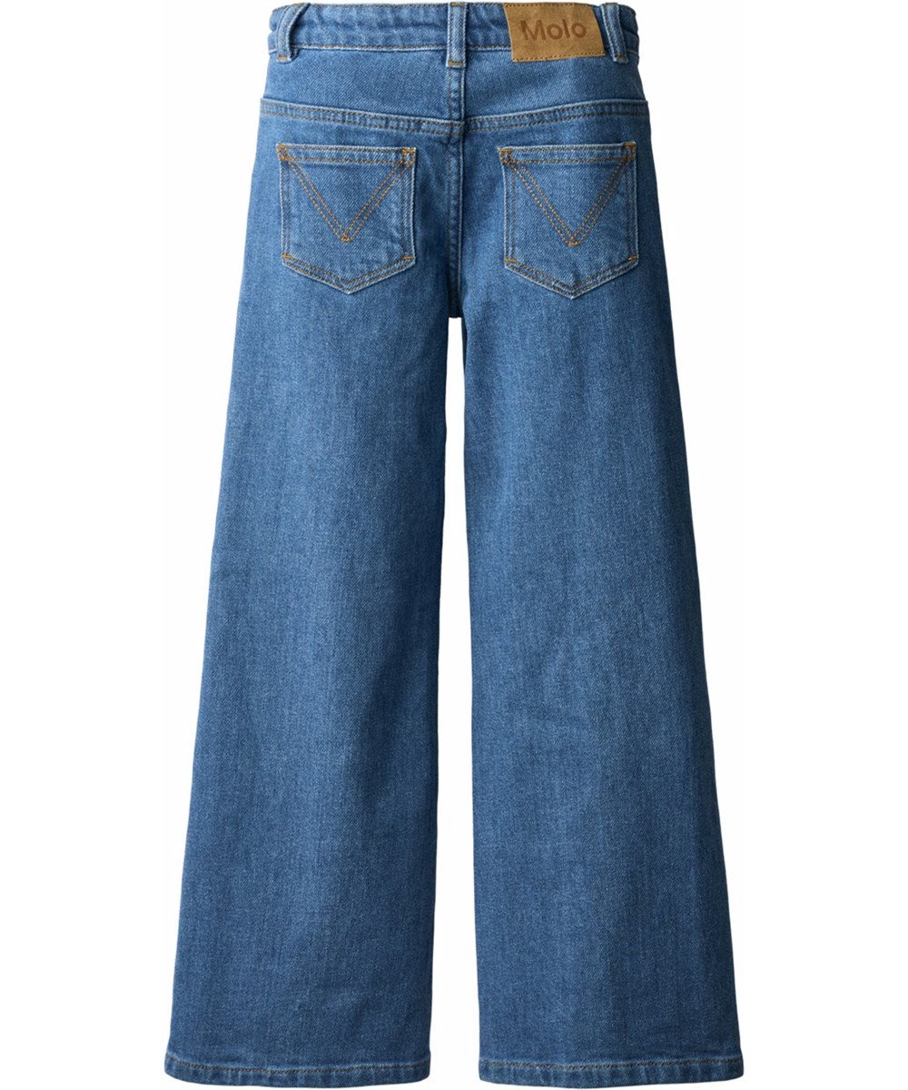Asta - Blue Brushed - Blå jeans för barn tillverkade av ekologisk bomull med stretch.