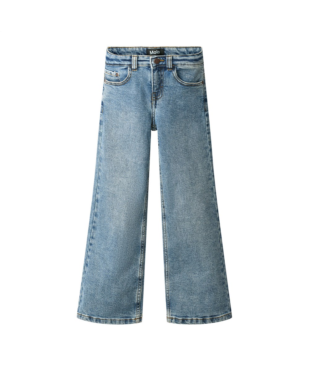 Asta - Worn Denim - Blåa jeans med utsvängda ben och stretch i ekologisk bomull.