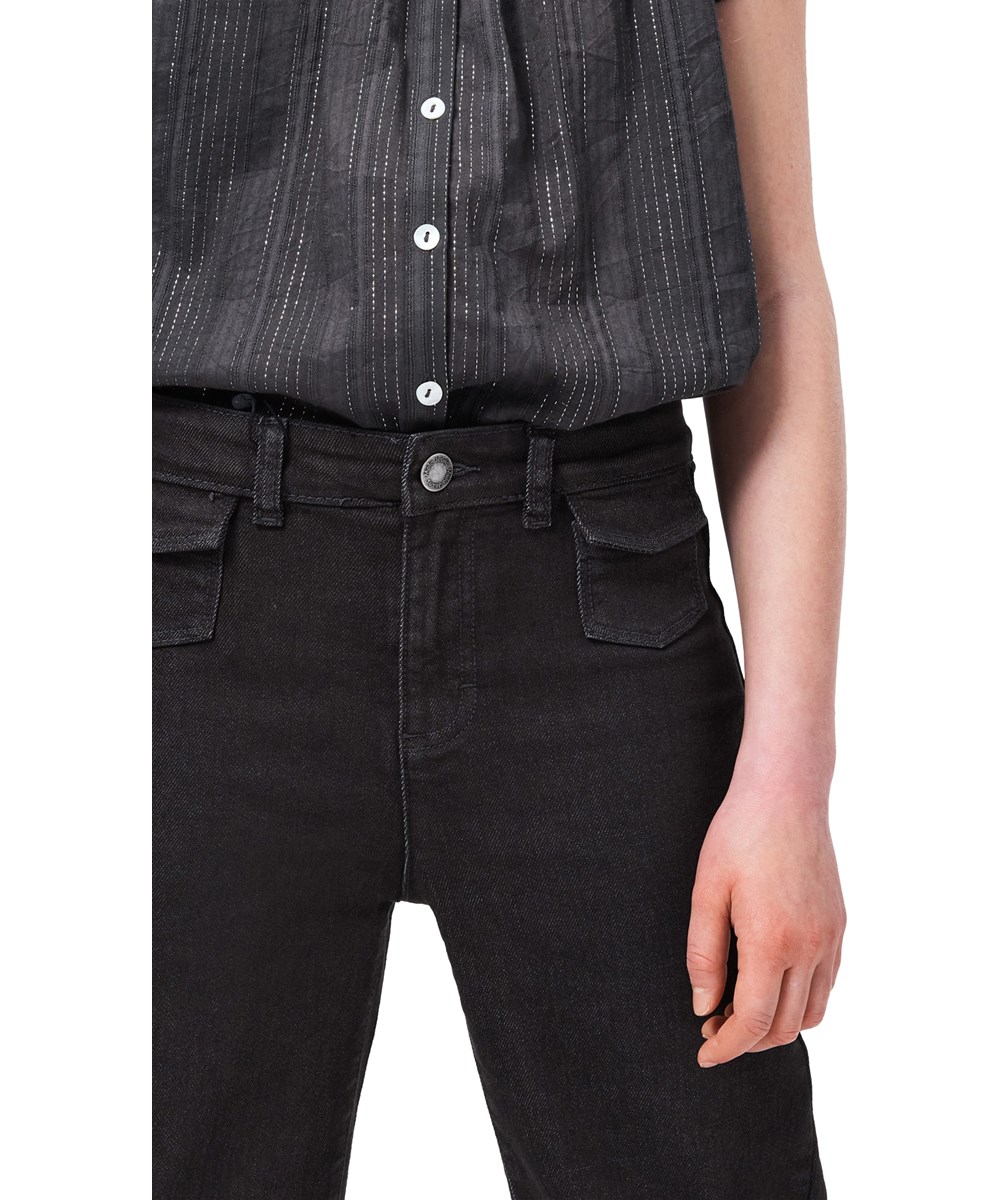 Atla - Raven - Grå-svarta jeans för barn i stretchig, ekologisk bomull med utsvängd design