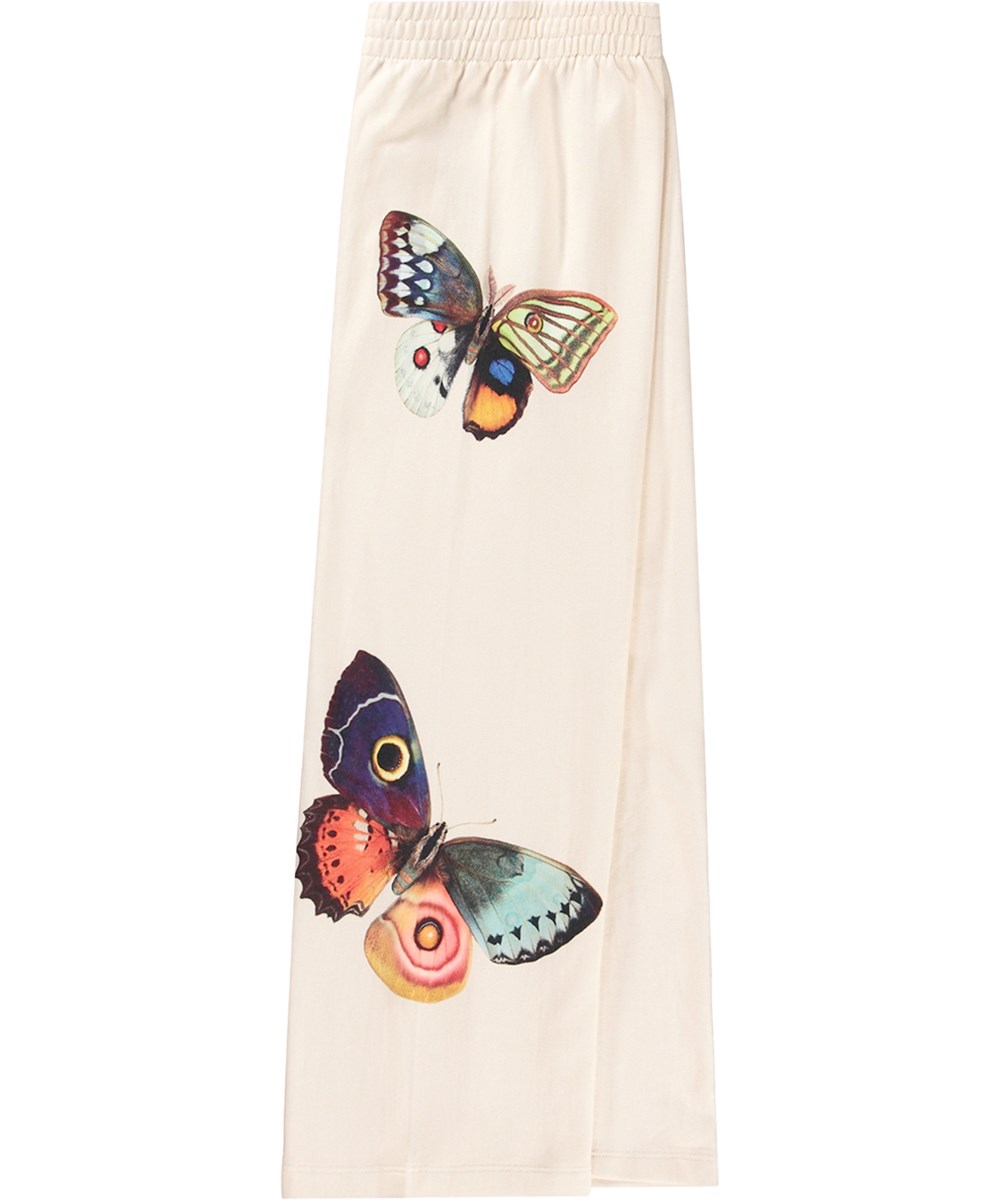 Aurita - Five Butterflies - Off-white byxor i ekologisk bomull med fjärilsprint.
