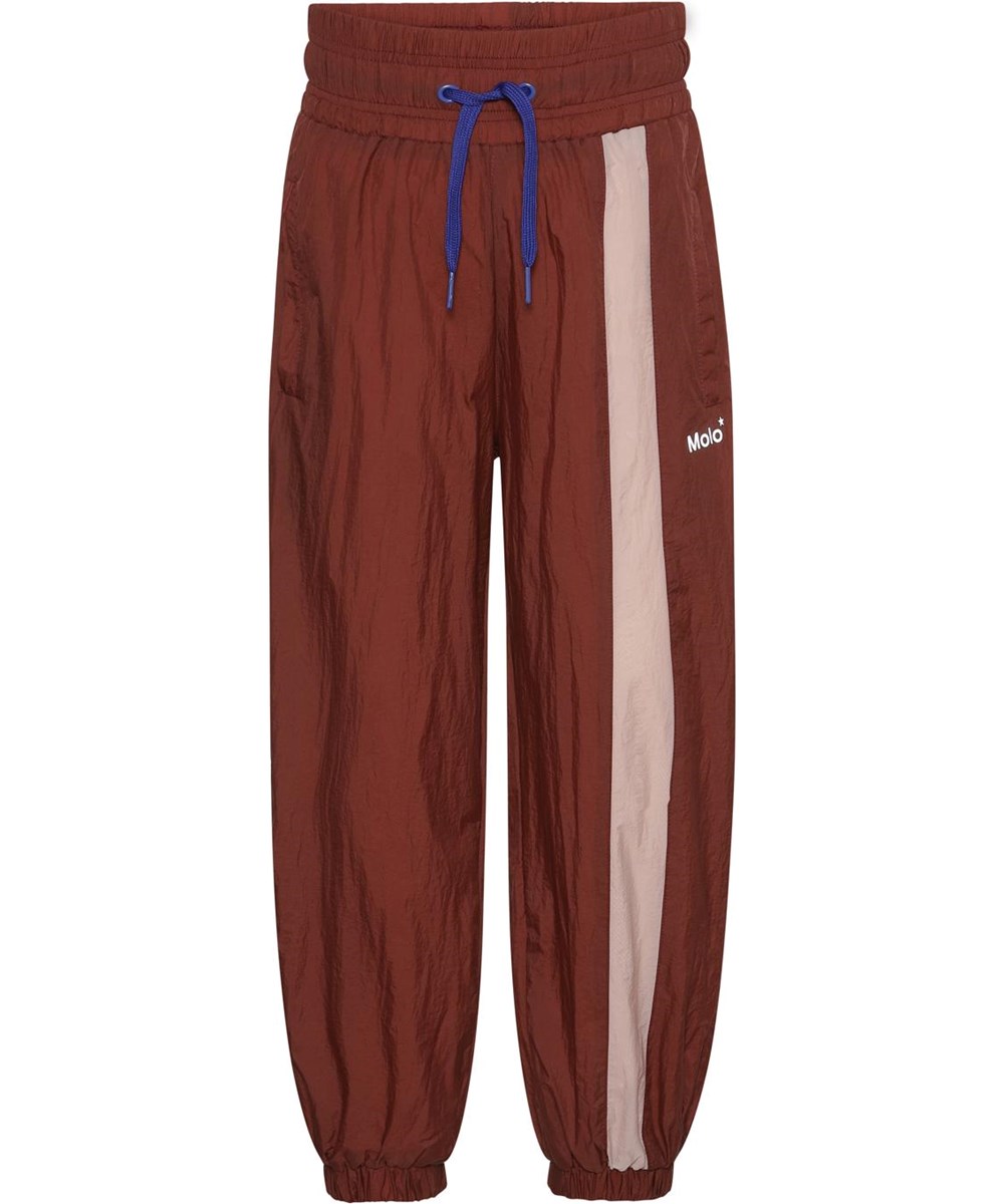 Oleen - Rosewood - Bruna sportbyxor med  rosa rand 