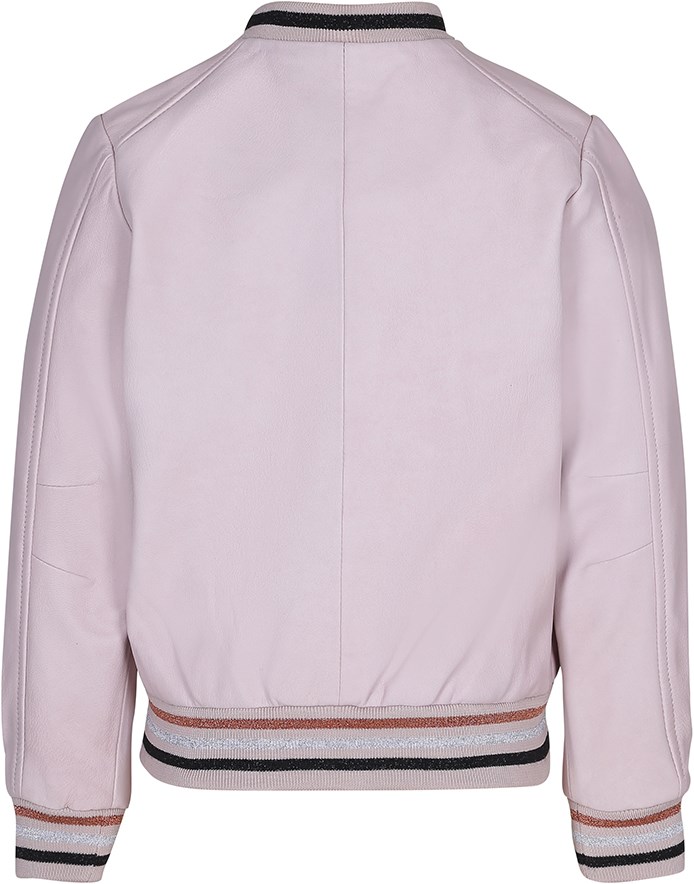 Haliva - Dawn - Rosa läderjacka med randig ribb