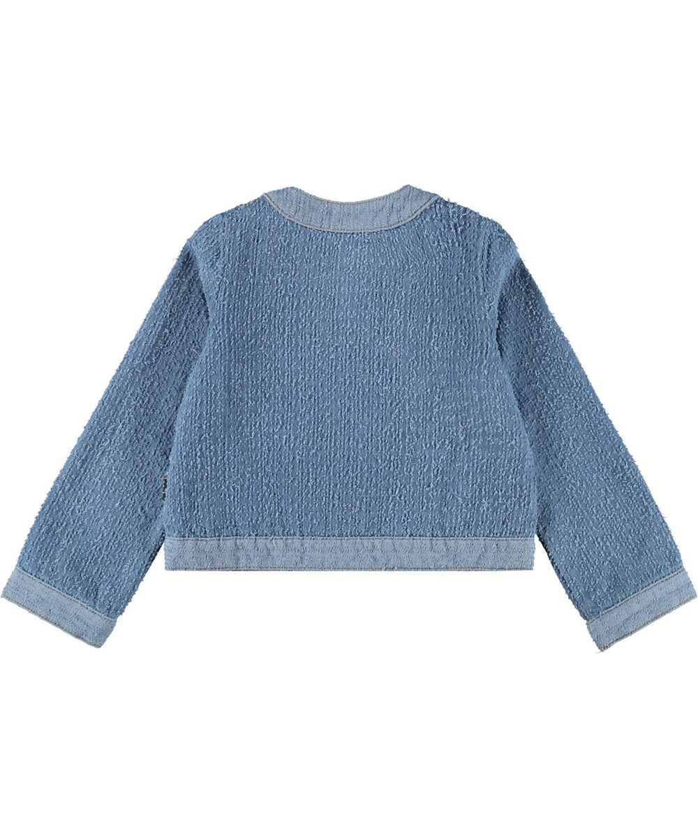 Hedwig - Bouclé Blue - Blå bouclé denimjacka för barn.