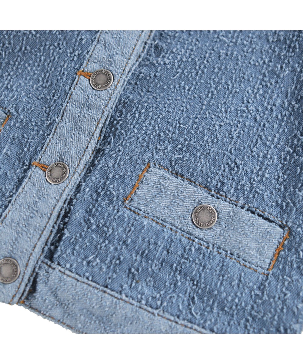 Hedwig - Bouclé Blue - Blå bouclé denimjacka för barn.