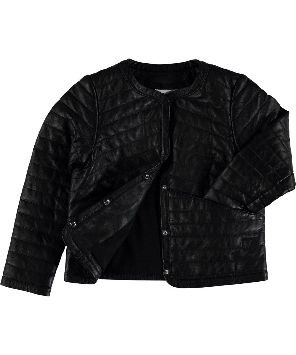 Hettie - Black - Quiltad läderjacka.