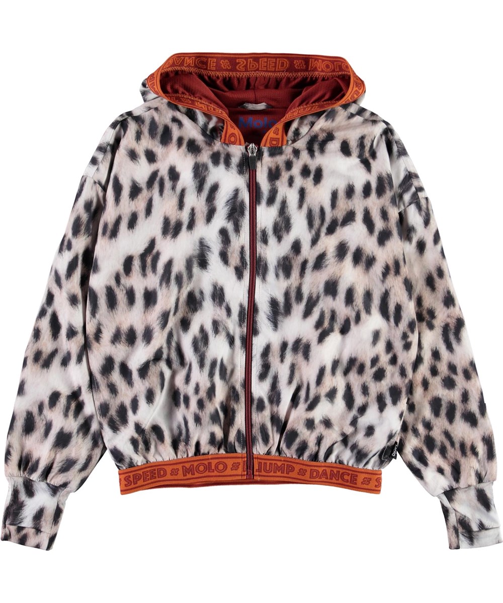 Ophelia - Snowy Leo Fur - Sportjacka med leopardmönster