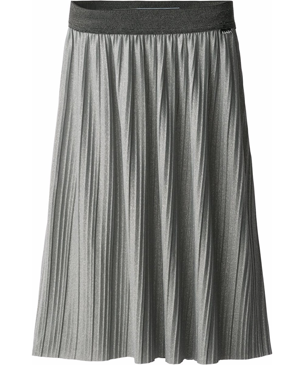 Bailini - Grey Flannel - Veckad kjol för barn i grått glitter.