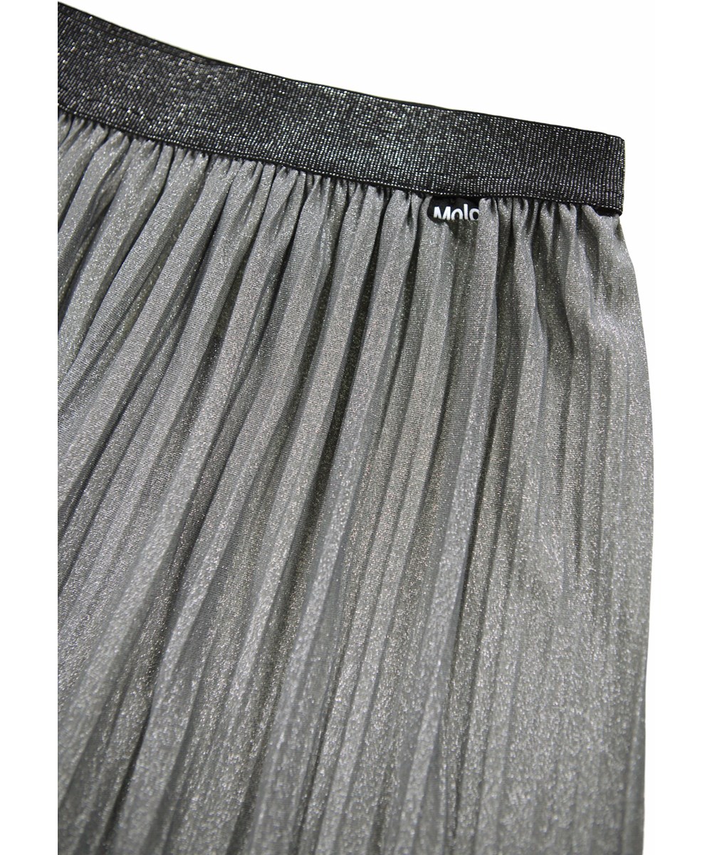 Bailini - Grey Flannel - Veckad kjol för barn i grått glitter.