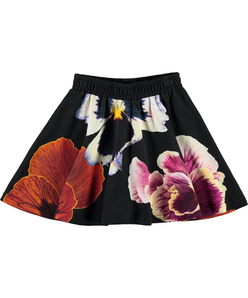 Barbera - Fancy Pansy - Ekologisk svart kjol med blommor