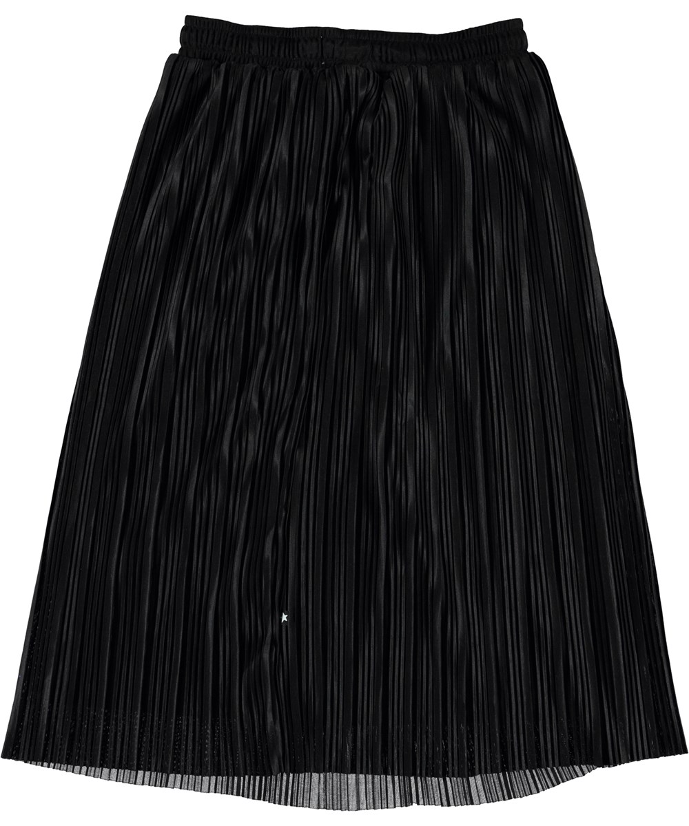 Becky - Black - Svart plisserad midi kjol