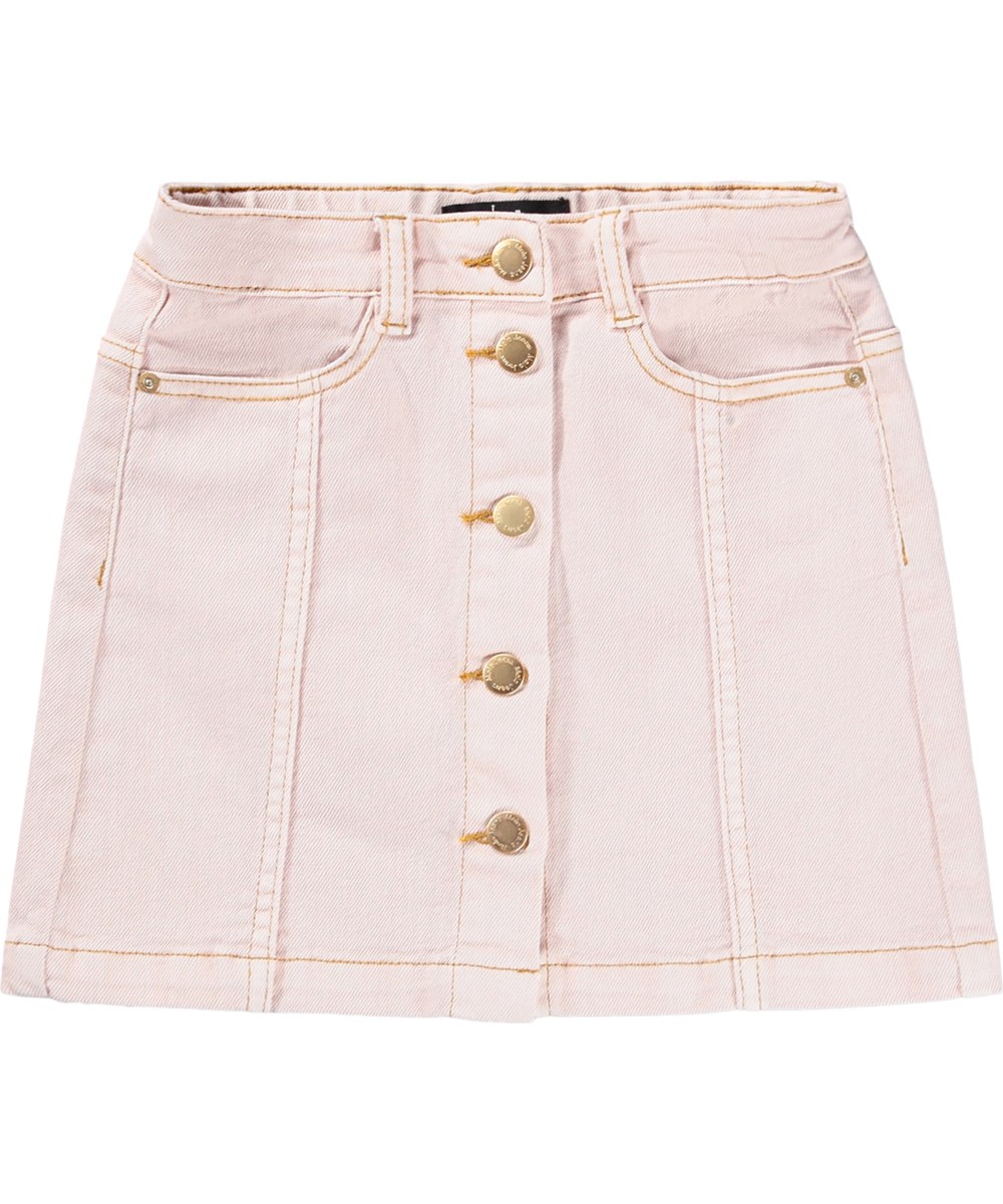 Bera - Cloud Pink - Rosa jeanskjol för barn med tryckknappar