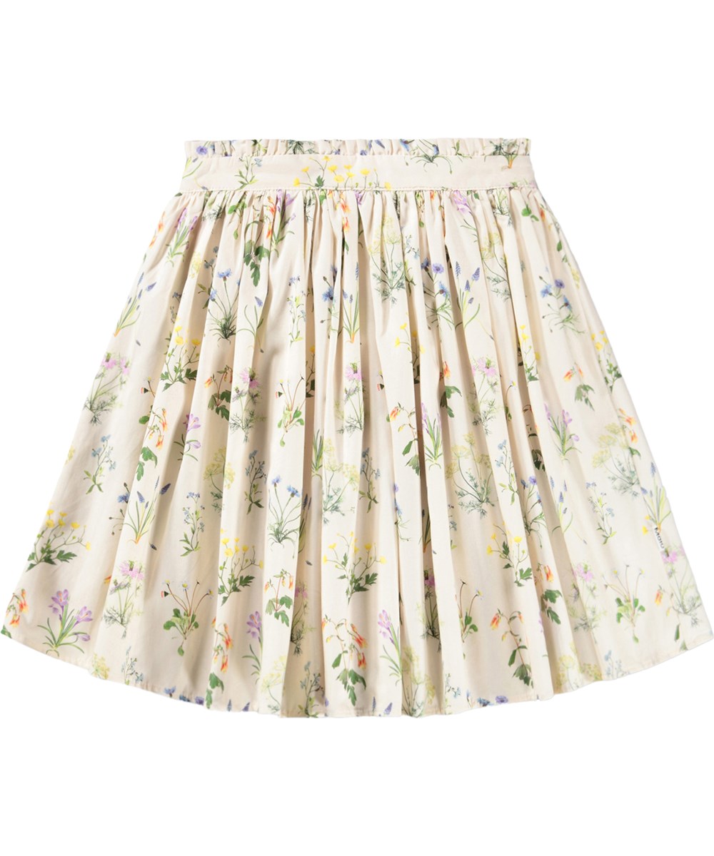 Bev - Primavera - Off-white kjol för barn i ekologisk bomull med blommönster