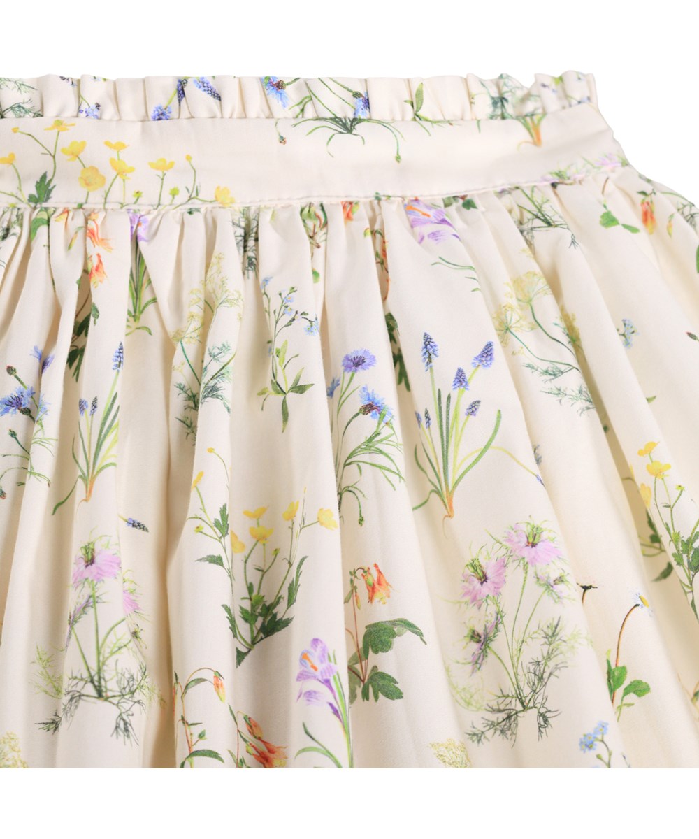 Bev - Primavera - Off-white kjol för barn i ekologisk bomull med blommönster