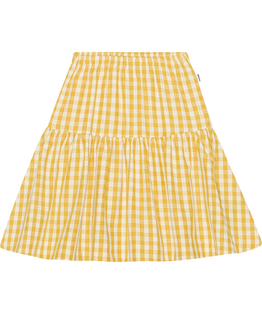 Bianna - Honey Check - Vit och korngul rutig kjol.