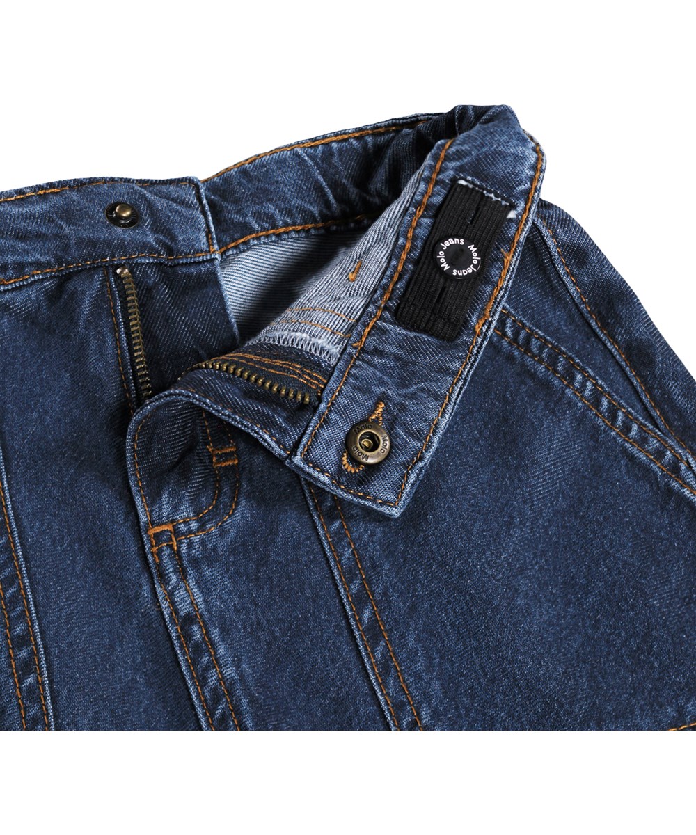 Blaine - Washed Blue - Blå knälång jeanskjol för barn i ekologisk bomull