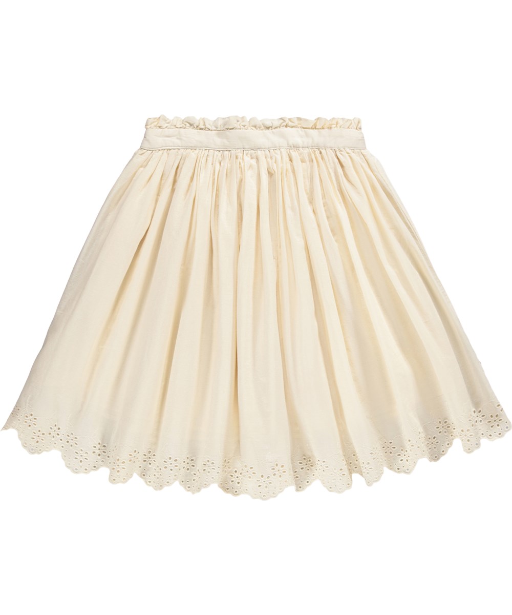Blanca - Pearled Ivory - Off-white kjol för barn i ekologisk bomull med broderie anglaise