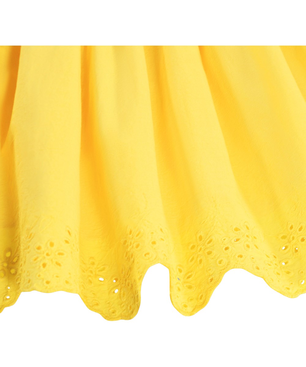 Blanca - Sunshine - Gul kjol för barn i ekologisk bomull med broderie anglaise