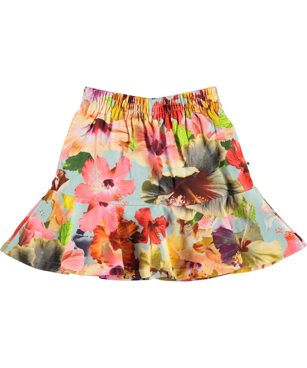 Bliss - Pacific Floral Blue - Blommig kjol