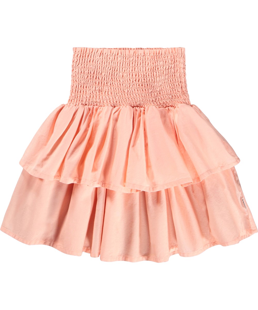 Bonita - Peach Bud - Knälång persikofärgad kjol för barn i ekologisk bomull