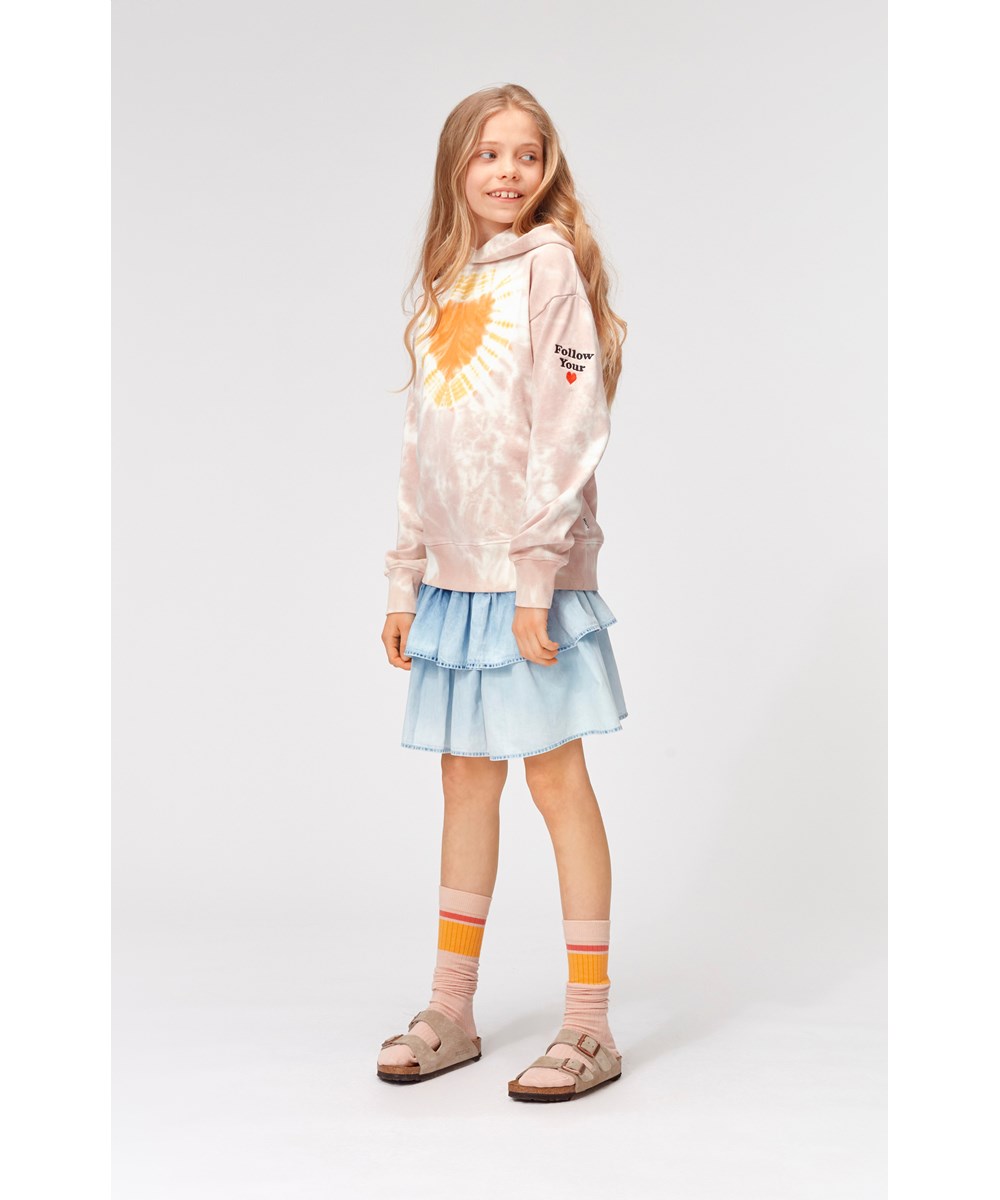 Bonita - Washed White - Blekt jeanskjol med volanger.