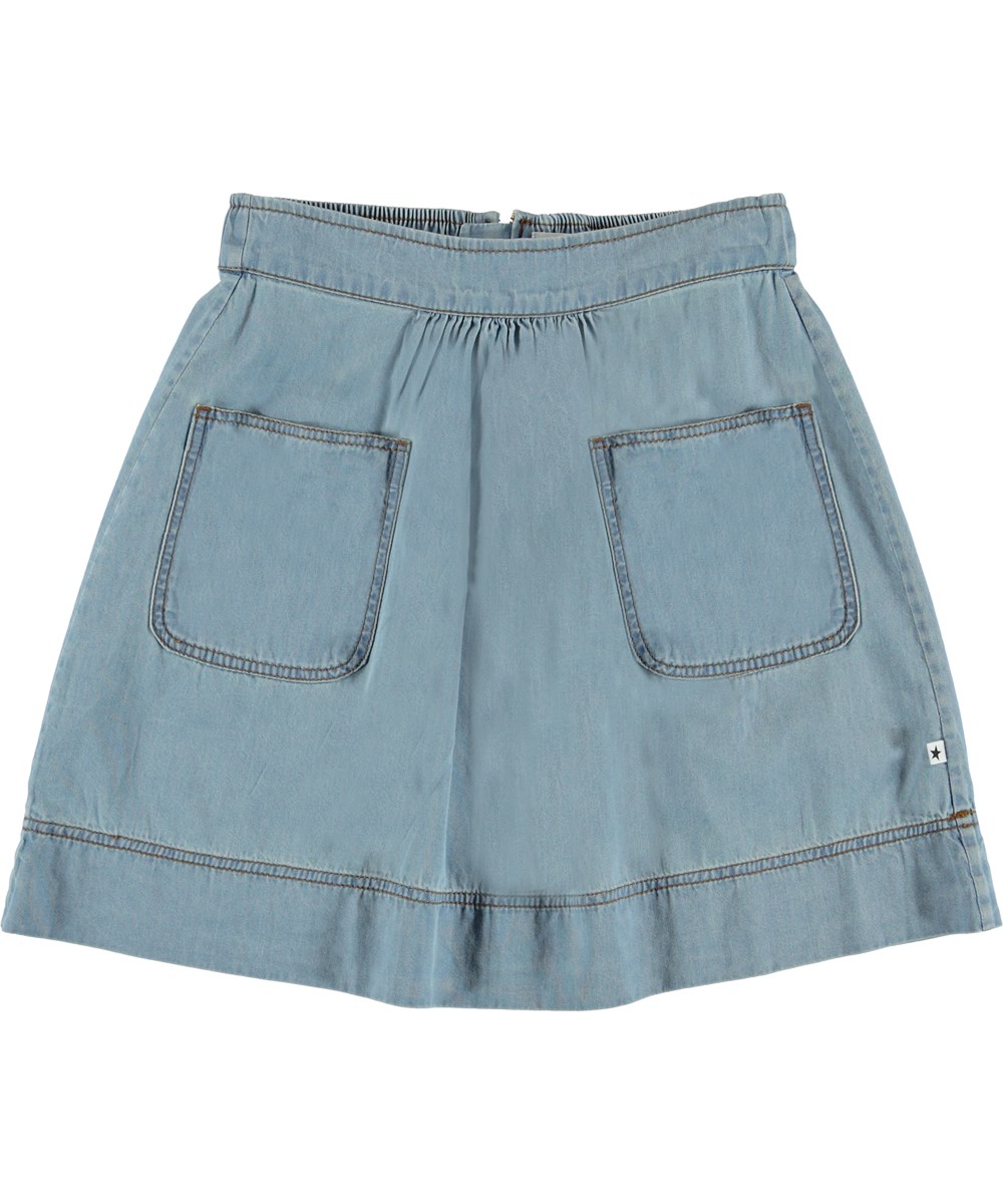 Bonnie - Summer Wash Indigo - Blå denim kjol 
