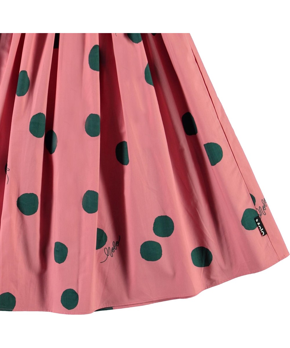 Bree - Green Dots - Ekologisk rosa kjol med gröna prickar