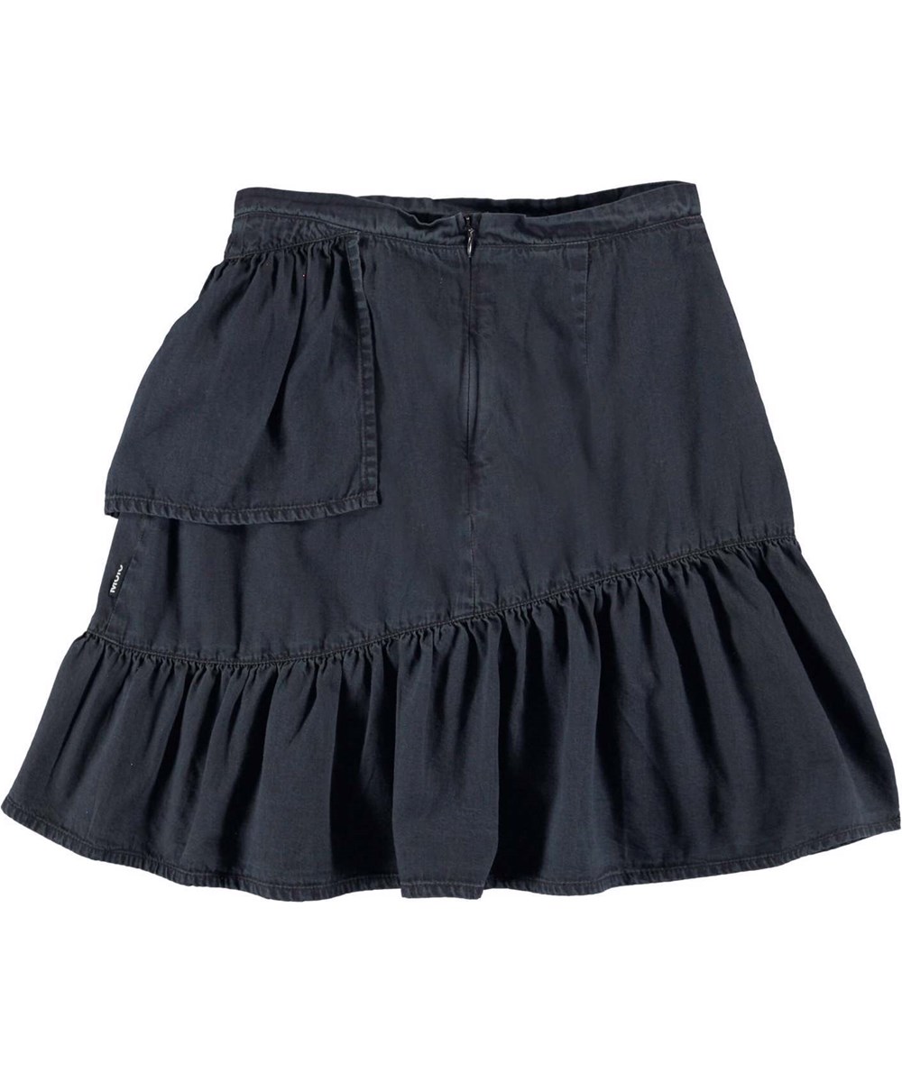 Breena - Dark Indigo - Mörkblå omlott jeanskjol.