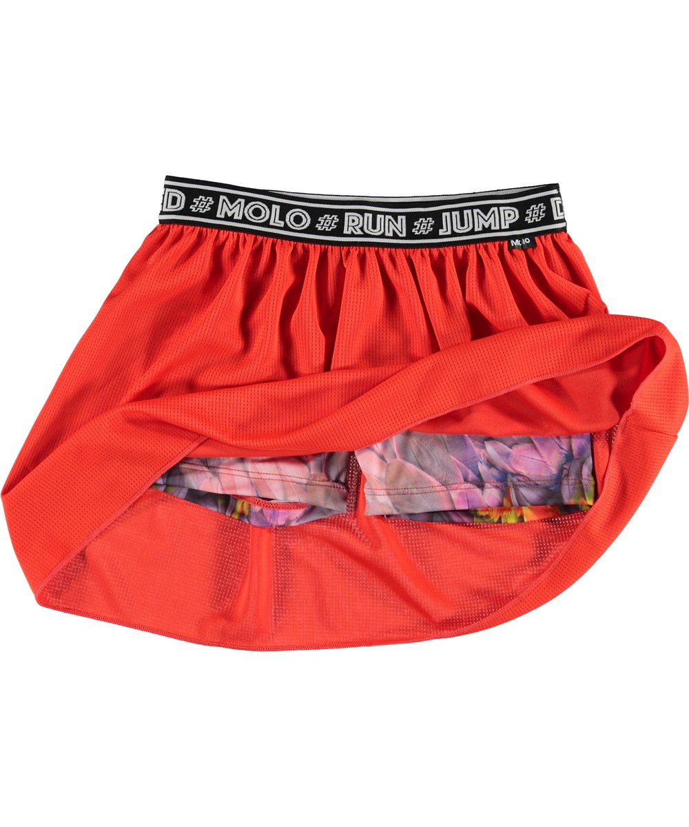 Ola - Coral Red - Korall färgad kjol med under shorts