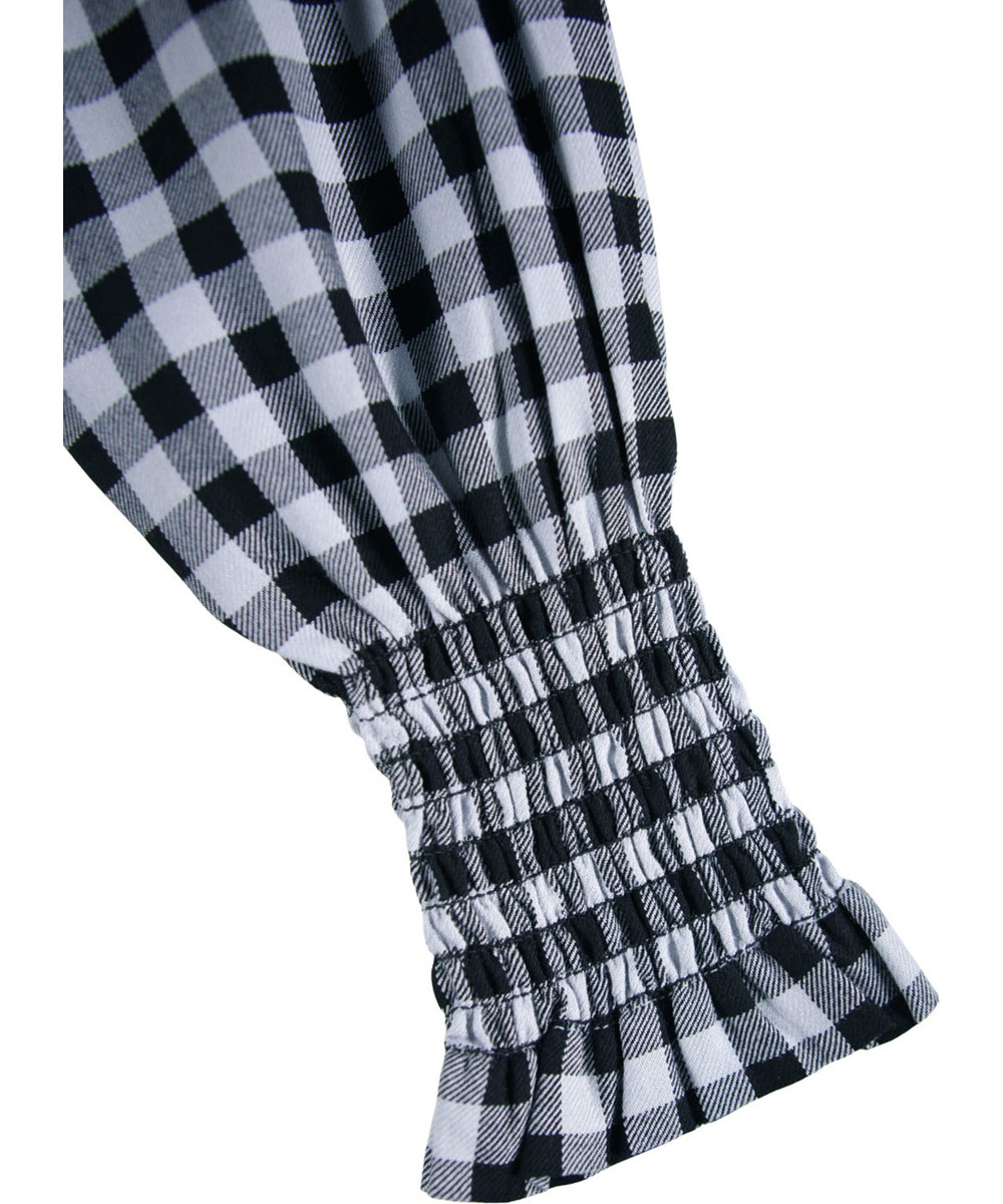 Camira - Moon Gingham - Långärmad blårutig klänning för barn gjord av viskos.