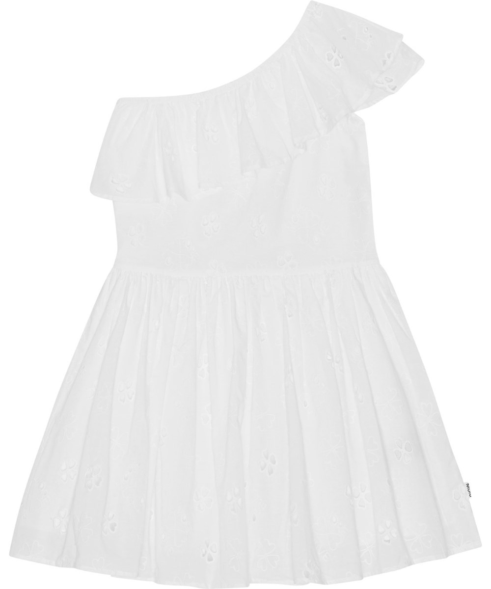 Cay - White - Vit klänning i ekologisk bomull med broderi anglaise.