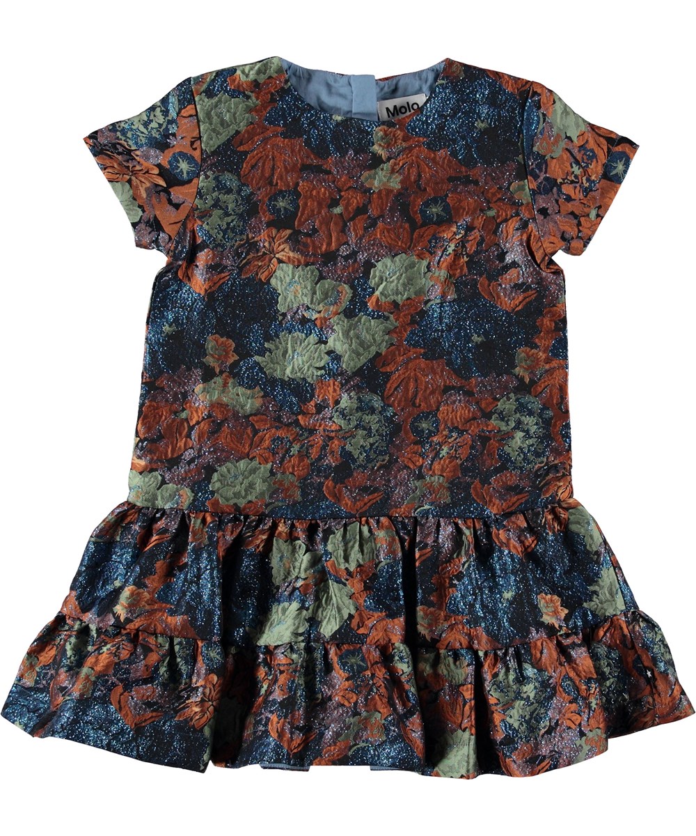 Cicely - Midnight Floral - Jaquard klänning med glitter.