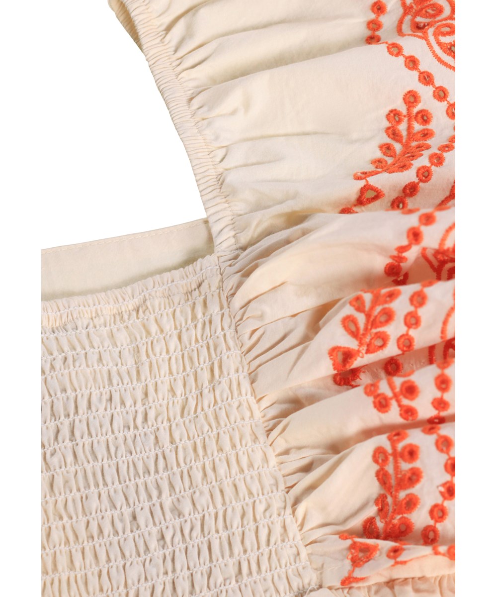 Clementine - Pearled Ivory - Off-white knälång klänning för barn i ekologisk bomull med broderi