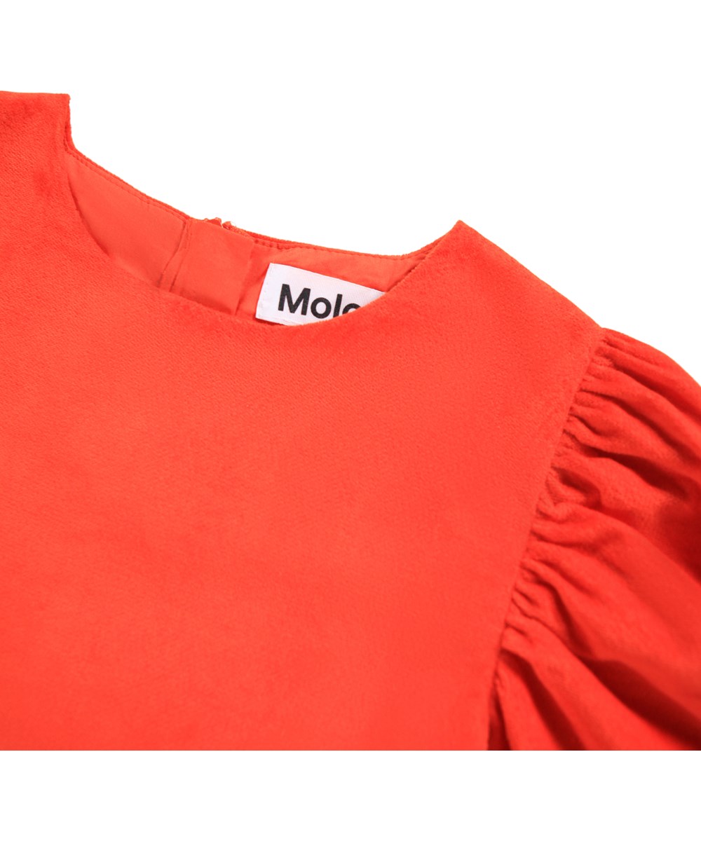 Cocos - Rising Sun - Elegant orange klänning i mjuk velour för barn.