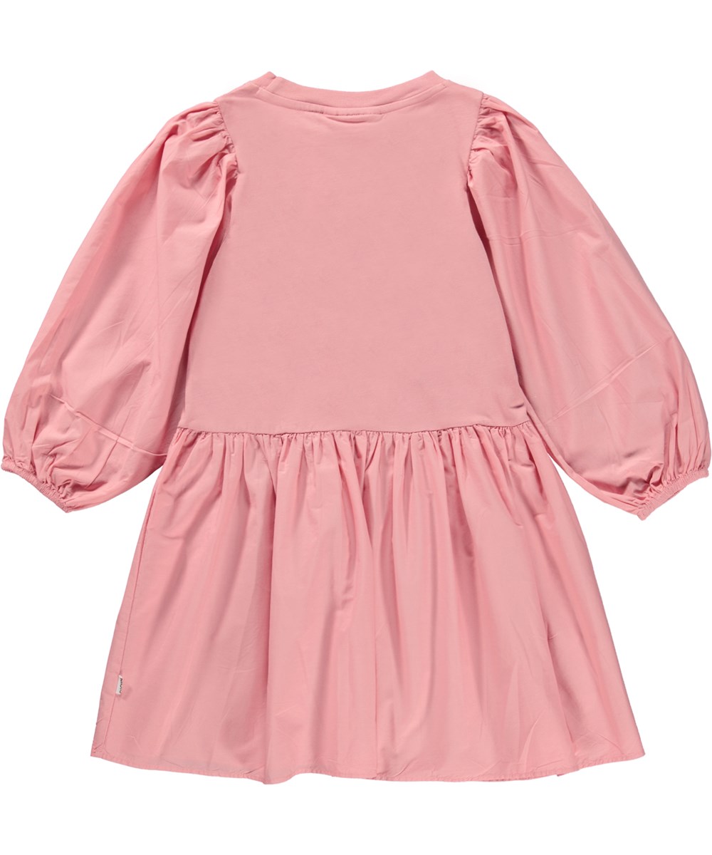 Cosette - Dusty Rose - Rosa knälång klänning med poplinärmar och kjol.