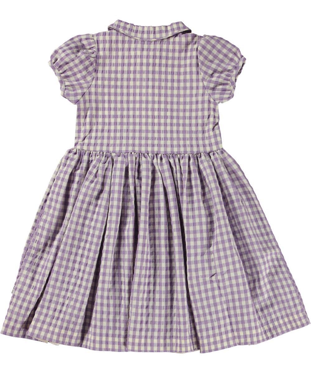 Cybil - Purple Picnic - Lila och vit rutig klänning med peterpan krage.
