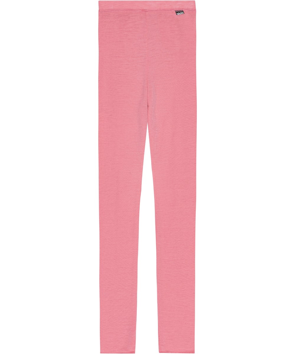 Nadine Wool - Flamingo Plume - Rosa leggings i merinoull med tight passform och gummiband i midjan.