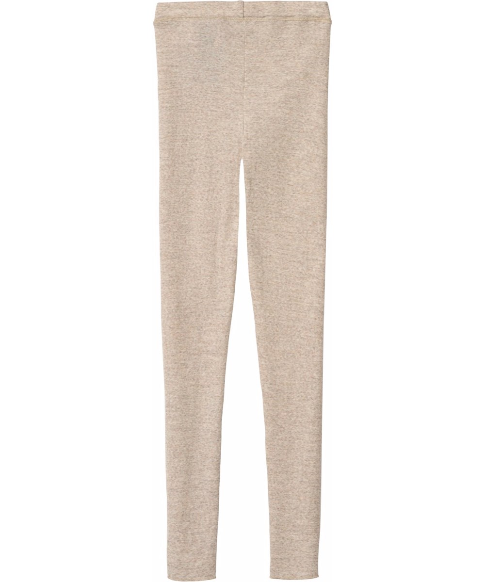 Nadine Wool - Oatmeal Melange - Beige melerade leggings för barn gjorda av merinoull.