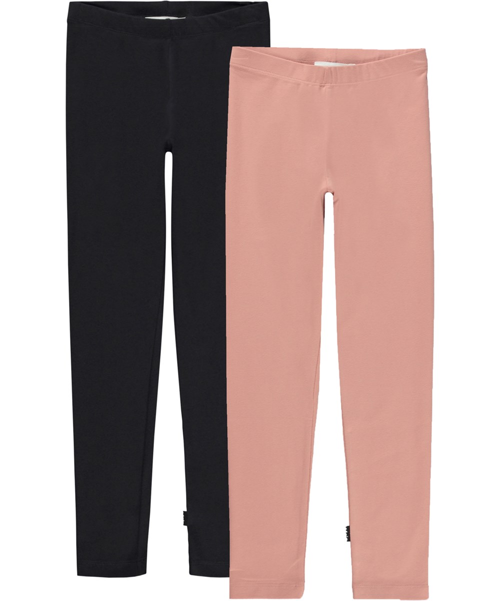 Nica Warm 2-Pack - Muted Black - 2-pack leggings i svart och rosa.