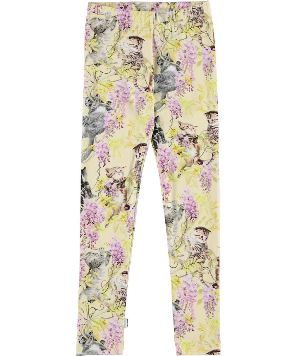 Niki - Clumsy Cuteness - Ekologiska leggings med katter och blommor.